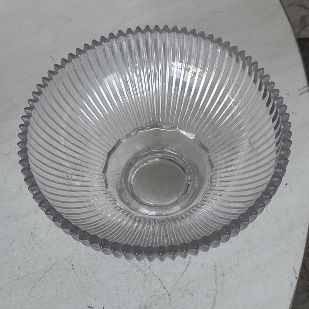 Mikasa Crystal Diamond Fire Ribbed 10" Footed Serving Bowl Vintage 1980's Japan - Picture 3 of 7